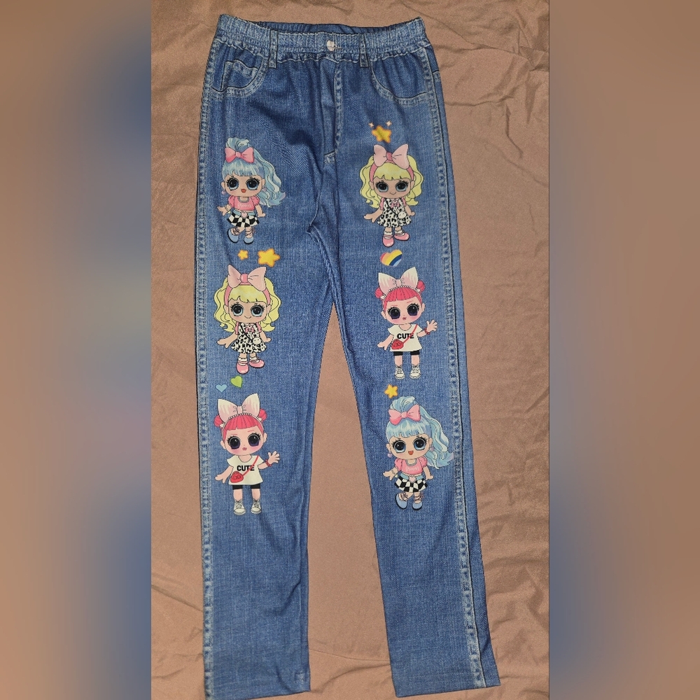 Kids' Blue LOL Doll Stretch Leggings. Kids Black LOL Doll Stretch Leggings.